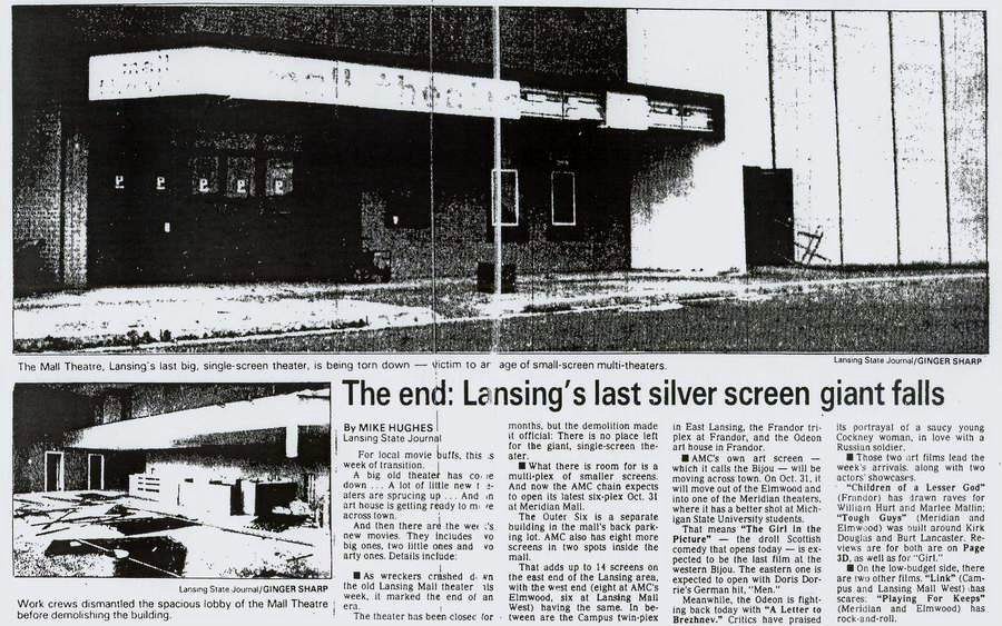 Lansing Mall Theatre - OLD ARTICLE FROM RON GROSS